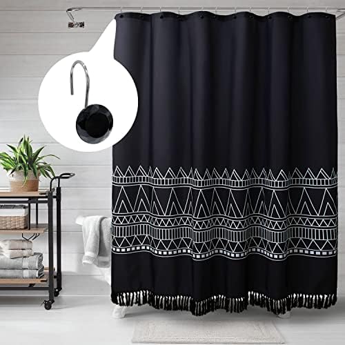 Black Diamond Crystal Bling Shower Curtain Hooks Rings for Bathroom,12PCS