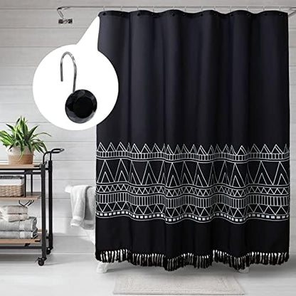 Black Diamond Crystal Bling Shower Curtain Hooks Rings for Bathroom,12PCS
