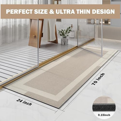 YDKGL Non Slip Bath Mat Long Ultra Thin Bathroom Rugs Runner Fit Under Door