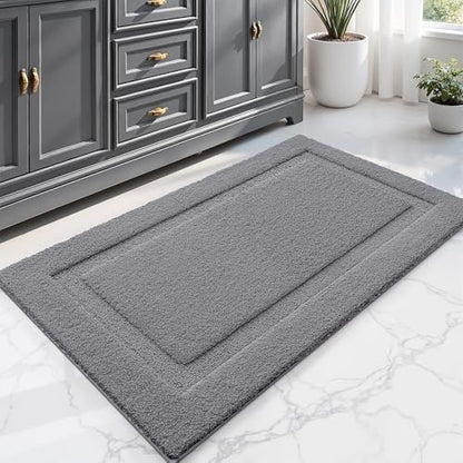 LUMI Large Bathroom Rugs Soft Absorbent, Non Slip Bath Mat 24x43, Dark Grey