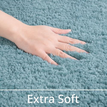LOCHAS Bathroom Rug Runner 24x60 Inch, Bath Rugs Non Slip, Spa Blue