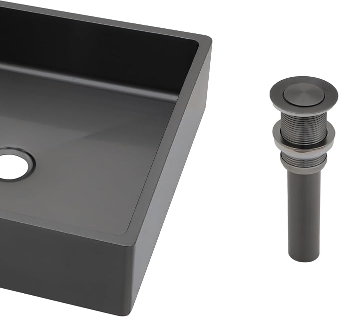 15"x15" Bathroom Vessel Sink Square - Gunmetal Black NANO-PVD, 16 Gauge 304 Stainless Steel, Above Counter Vanity Lavatory Art Bath Sink Basin
