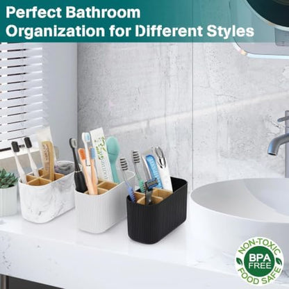 GFWARE White Toothbrush Holder, 5 Slots Bathroom Storage Organizer