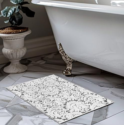 COTTON CRAFT Bath Tub Mat - 1 Pack Sculpted Jacquard Bathroom Mat - Black