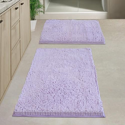 Bathroom Rugs Sets 2 Piece, PVC Backing Quick Dry, Machine Washable Bath Mats for Bathroom Floor-Lavender