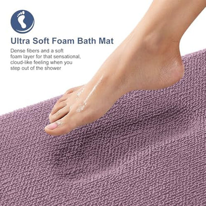 OLANLY Memory Foam Bathroom Runner Rug 44x24, Absorbent Long Mat, Deep Plum