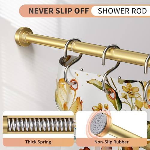 Gold Shower Curtain Rod 34-96 Inch (2.8-8ft) Adjustable Shower Rod