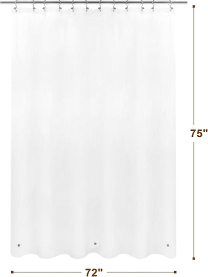 Barossa Design Long Frosted Shower Curtain Liner with 3 Magnets, 72" x 75" | Waterproof PEVA, PVC Free, Metal Grommets, Lightweight Plastic Shower Liner 72x 75 Inches Longer Size for Bathroom