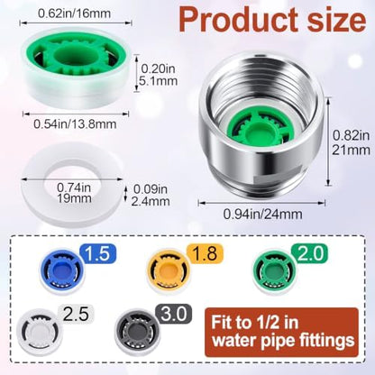 Isslly10Pcs Shower Flow Restrictor, 6Color Water Flow Reducer Control Value