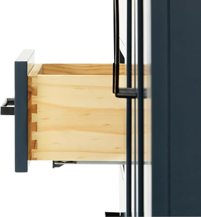ARIEL Hepburn 36-inch Bathroom Vanity Base Cabinet,Solid Wood, 2 Soft Closing Doors, 5 Dovetail Drawers, Midnight Blue