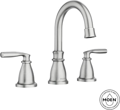 Moen Hilliard 1.2 GPM Widespread Bathroom Faucet with Pop-Up Drain Assembly and Duralock Technology