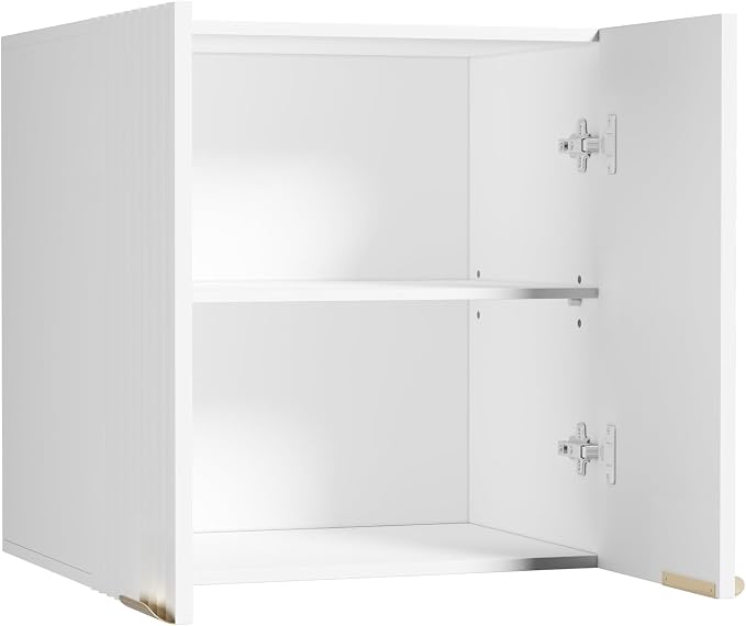 ChooChoo Bathroom Wall Cabinet, Laundry Room Cabinet with 2 Fluted Doors | Kitchen Storage Cupboard Cabinet with Adjustable Shelf, Fluted Wall-Mounted Medicine Cabinet for Kitchen, Garage, White