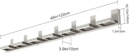 Tipace 7 Lights LED Modern Vanity Light Brushed Nickel Bathroom Lighting Fixture Up and Down Bathroom Wall Light Over Mirror(White Light 6000K)