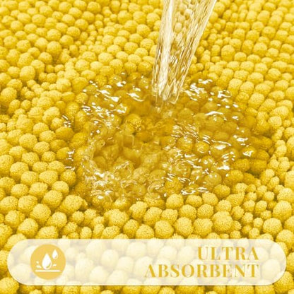 Bcoimo Bath Rug Mat,Yellow Chenille High Absorbent Bathroom Shower Tub Mats