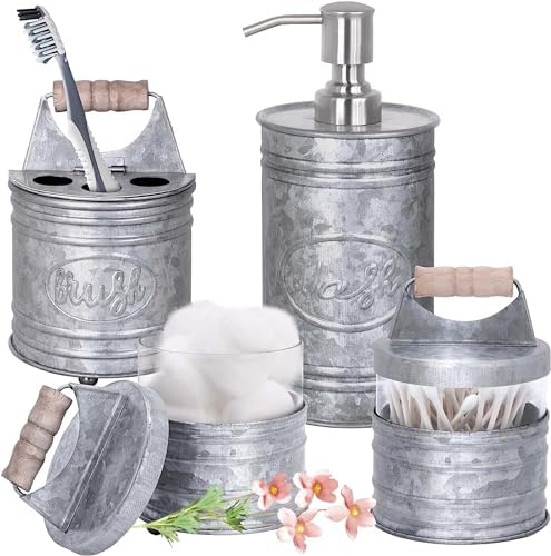 Autumn Alley Galvanized Rustic Farmhouse Bathroom Accessories Set, 4 Pc