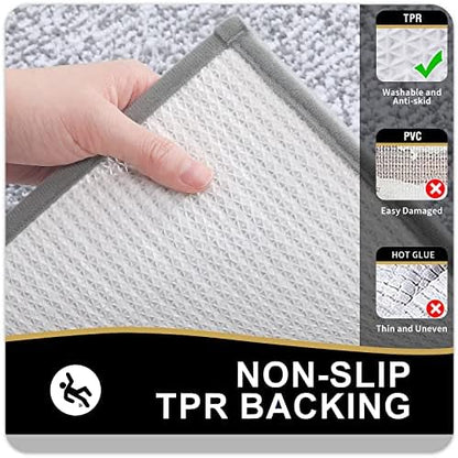 OLANLY Bathroom Runner Rugs 47x24, Long Bath Mats for Bathroom Floor, Grey