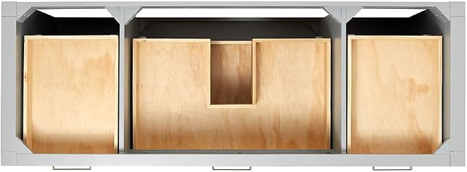 Alenza 60 Inch Bathroom Vanity Single Sink — Grey Bathroom Vanity with Sink, 1.5" Edge Italian Carrara Marble Countertop & Backsplash, 2 Soft-Close Doors, 5 Dovetail Drawers