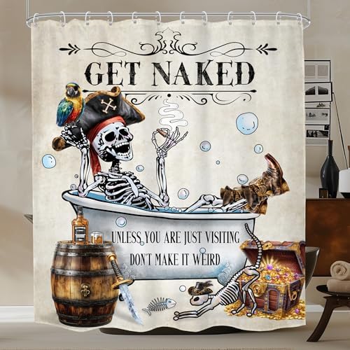 Skull Skeleton Gothic Spooky Pirate Cool Bathroom Shower Curtain Set