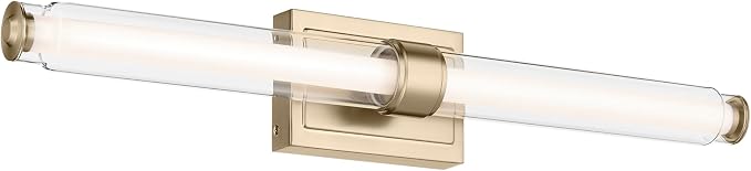 Kichler Laurene LED Bath Bar Light, Champagne Bronze | Linear vanity light with clear glass for bathroom mirrors (31" x 5"), 55239CPZLED