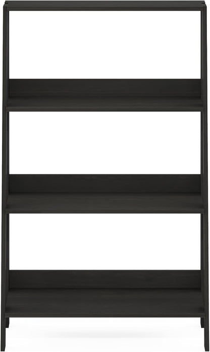 Furinno Ladder Book Shelf, 4-Tier Ladder Shelf, Open Design Bookshelf, Display Storage Bookcase, 10.9" x 23.6" x 38.4", Living Room, Home Office, Espresso