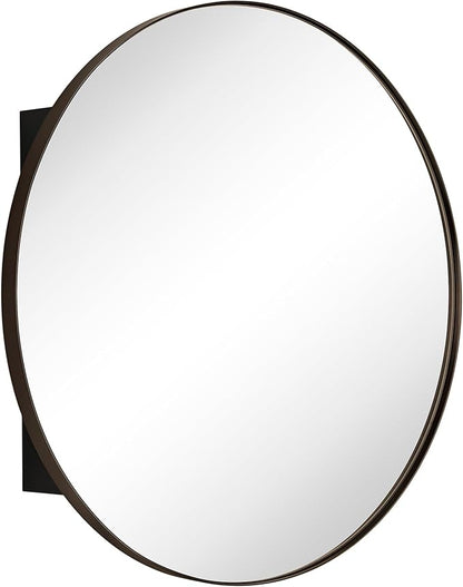 Surface Mount Oil Rubbed Bronze Round CircleBathroom Medicine Cabinet with Mirror Circlular Shaped Stainless Steel Metal Framed Medicine Cabinets Bathroom Cabinet with Mirror 24'' Diameter