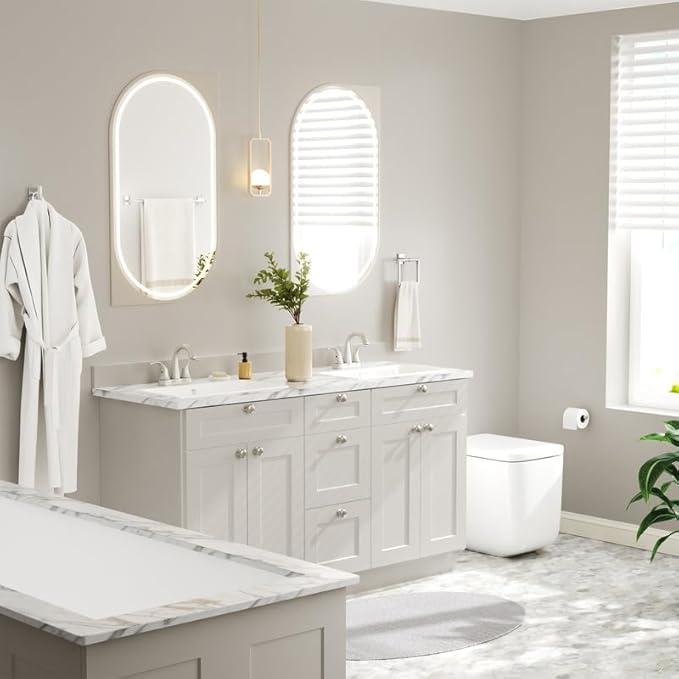 Bathroom Hardware Set 4 Piece Brushed Nickel/Brushed Gold Bathroom Accessories Set Including 24" Hand Towel Bars, Toilet Paper Holders, Towel Rings, Robe Towel Hooks (4pcs, Brushed Gold)