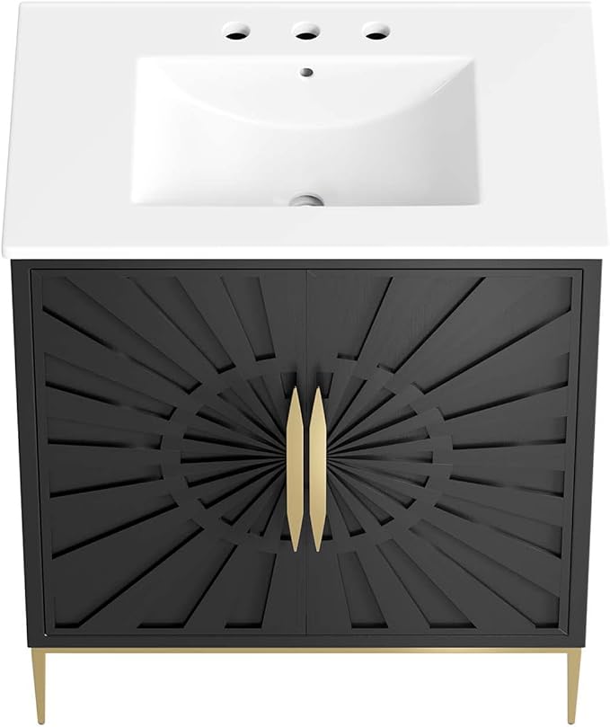 Modway Awaken Bathroom Vanity Cabinet, 30", White Black