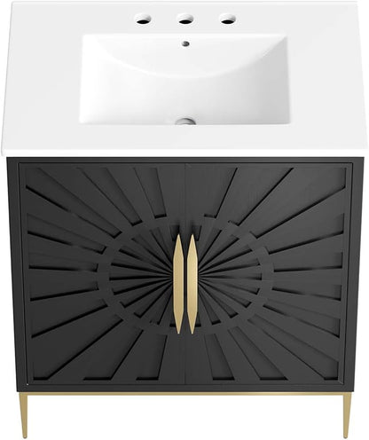 Modway Awaken Bathroom Vanity Cabinet, 30", White Black