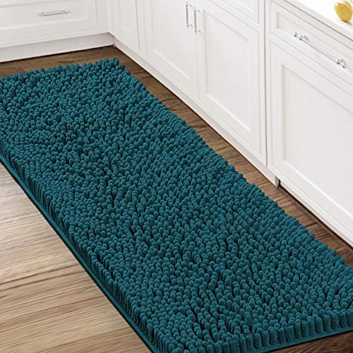 H.VERSAILTEX Bathroom Rugs Bath Mat Bath Rugs Bath Mats for Bathroom Non Slip Extra Soft Chenille Bath Rug Fulffy Shag, Indoor Rug Runner Carpet for Entry Living Room (Dark Teal, Large 59" x 20")