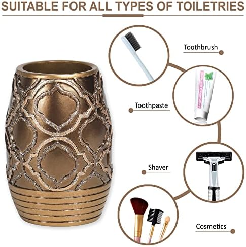 Zahari Home 4pc Spindle Stylish Bathroom Accessories Set Bathroom Soap Dispenser, Tumbler, Tooth Brush Holder and Soap Dish Modern Classic Luxury Contemporary Decor Unique Design Modern Bath Set