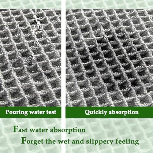 ZALL Grey Waffle Bath Mat,Super Absorbent Non Slip Bathroom Rug,Gray 24x48inch,Machine Washable Ultra Soft Floor Mats