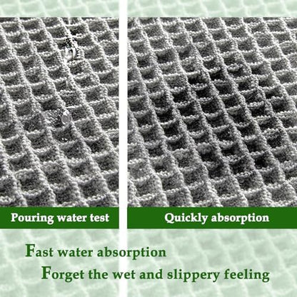ZALL Grey Waffle Bath Mat,Super Absorbent Non Slip Bathroom Rug,Gray 24x48inch,Machine Washable Ultra Soft Floor Mats