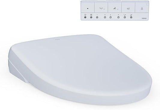 TOTO® WASHLET®+ S7 Electronic Bidet Toilet Seat with EWATER+® Bowl and Wand Cleaning and Contemporary Lid, Elongated, Cotton White - SW4726AT40#01