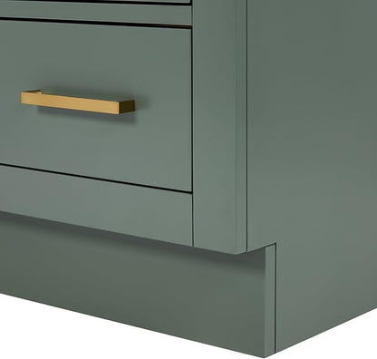 ARIEL Hepburn 61 Inch Double Rectangle Sink Bathroom Vanity with Carrara White Marble Countertop 1.5 Inch in Vintage Green