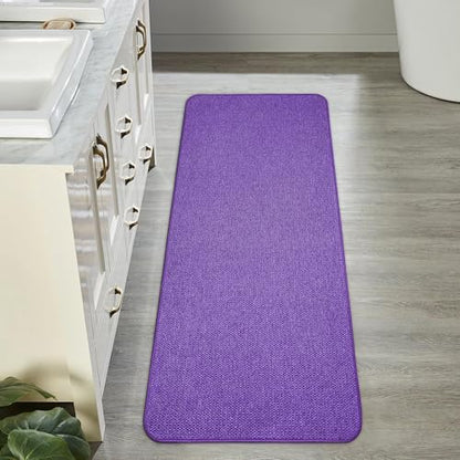 Bath Mat,Ultra Thin Bathroom Runner Rugs,Large Bath Mats for Bathroom,Quick Dry,Non-Slip,Machine Washable,Low Pile,Bath Rug,Shower Outside,Sink,Home Decor Accessories.Purple,1'5"x4'11"（17x59inch）