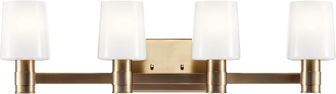 Kichler Adani 4-Light Vanity, Modern Light with Opal Glass in Champagne Bronze, Bathroom (8.25" x 30"), 55177CPZ