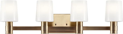 Kichler Adani 4-Light Vanity, Modern Light with Opal Glass in Champagne Bronze, Bathroom (8.25" x 30"), 55177CPZ