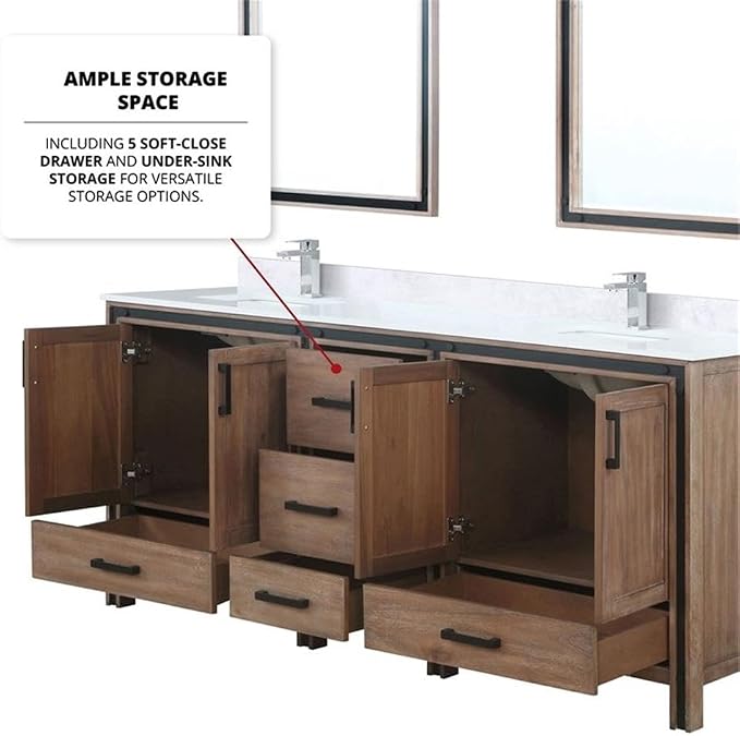 Ziva 80 in W x 22 in D Rustic Barnwood Double Bath Vanity and Cultured Marble Top