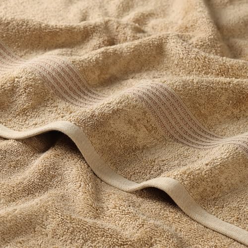 Superior Egyptian Cotton Bath Towel Set, Home Bathroom Towels, Master, Guest Bath, Decor Essentials, Quick Dry, Absorbent, Large Body Towels, Spa, Hotel, Resort, Adult, Kids, Set of 2, Toast