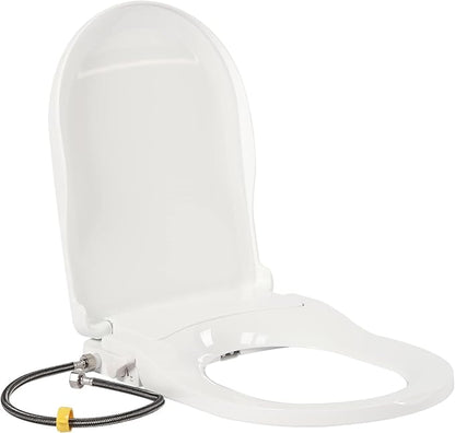 Non Electric D Shape Bidet Toilet Seat Cover with Self Cleaning Dual Nozzles System Easy Installation for WC (White)