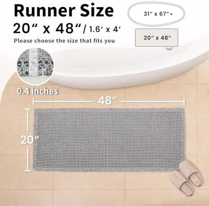 Waffle Bath Mat, Boho Bathroom Rugs Non Slip Washable, 20" x 48"