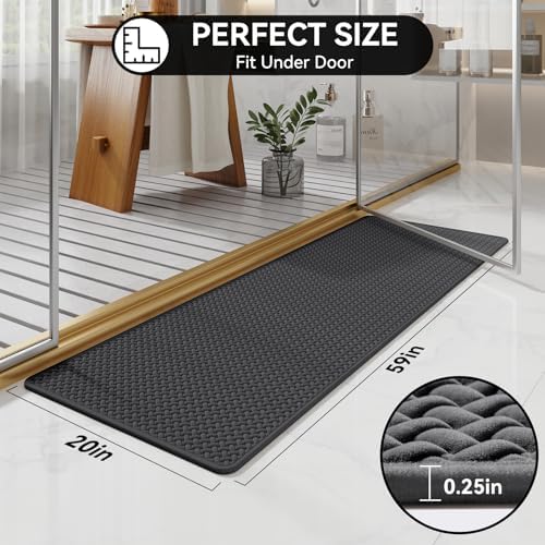 YDKGL Bathroom Runner Non Slip, Extra Soft Absorbent Quick Dry Bath Mats, Foam Weave Texture Thin Bath Rugs Washable with Rubber Backing, 20" x 59“