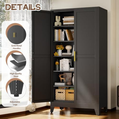78.7" Tall Metal Pantry Cabinet, Freestanding Kitchen Storage Cabinet