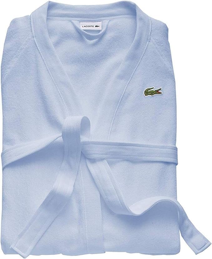 Lacoste Classic Pique Bath Robe, 100% Soft Cotton Terry, Unisex Adult Bathrobe, Absorbent & Quick Drying, One Size Fits Most
