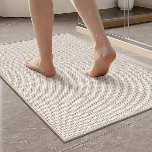 Mecko 20"x32" Bath Mat, Absorbent Quick Dry Bathroom Floor Mats Oatmeal