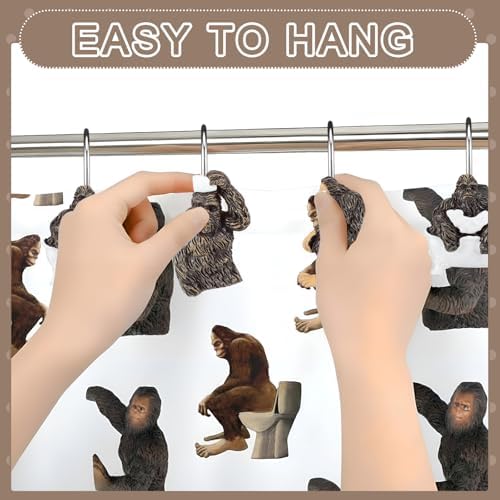 Roowest 12 Pcs Bigfoot Shower Curtain Hooks Stainless Steel Bathroom Decor