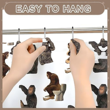 Roowest 12 Pcs Bigfoot Shower Curtain Hooks Stainless Steel Bathroom Decor