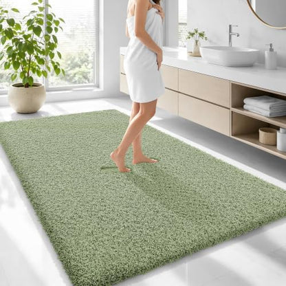 OLANLY Microfiber Large Bathroom Rugs 70x46, Soft Bath Mat, Sage Green