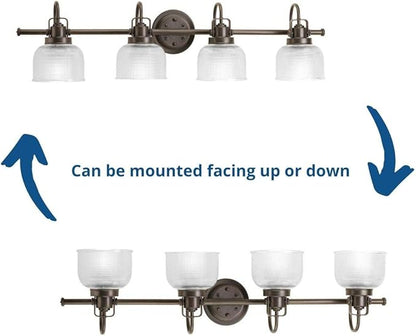 Progress Lighting Archie Collection 4-Light Clear Double Prismatic Glass Coastal Bath Vanity Light Venetian Bronze