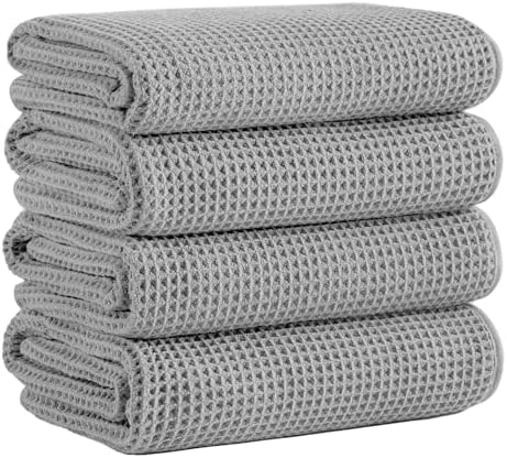 Microfiber Waffle Bath Towels, 4 Pieces, Soft, Absorbent, Fast Drying, Lint Free 430 GSM (27''x55''/68.58 cm x139.7 cm)